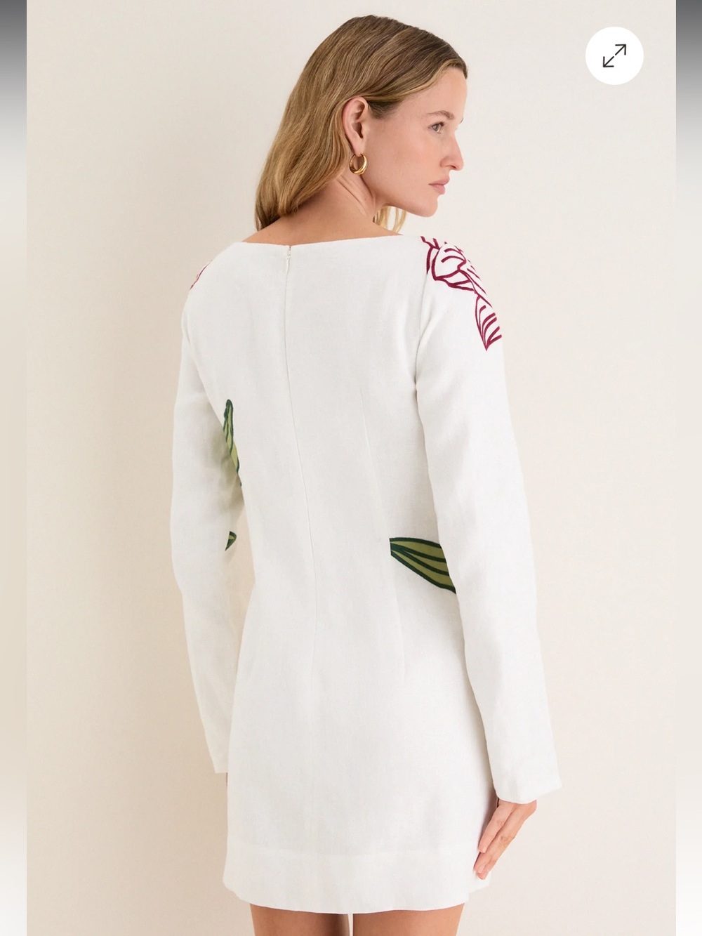 FARM Rio Off-White Flower Long Sleeve Mini Dress - Picture 3 of 5